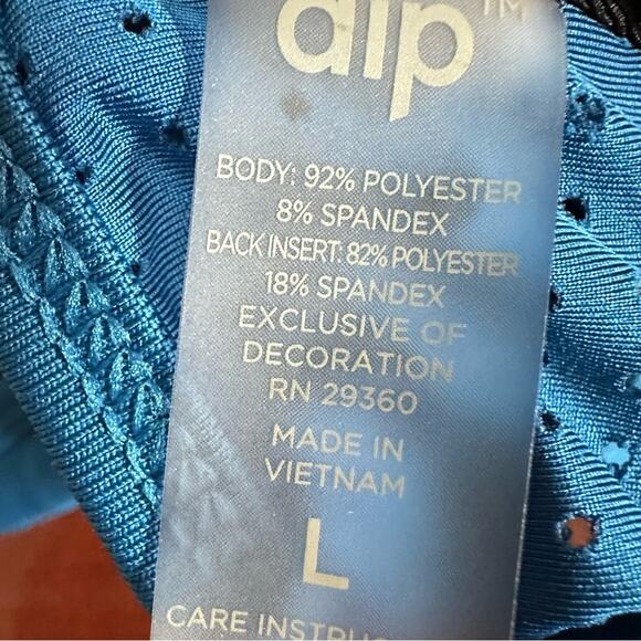 DIP Active Yoga Blue sports bra LARGE Vented Open Racerback Womens - Picture 5 of 11